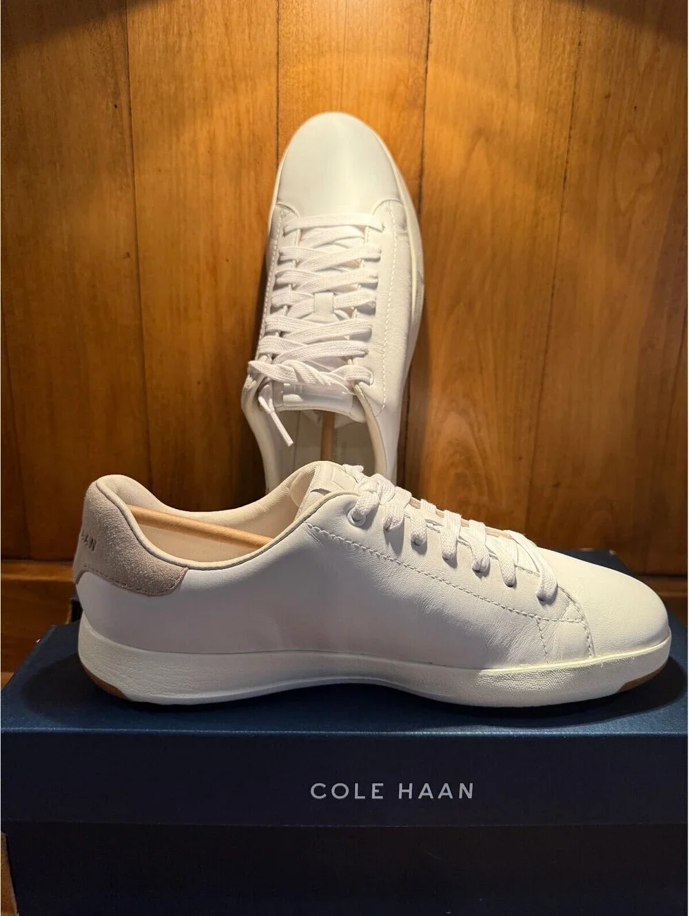 New Cole Haan GrandPro Optic White Leather Tennis Shoes Women's Size 8.5